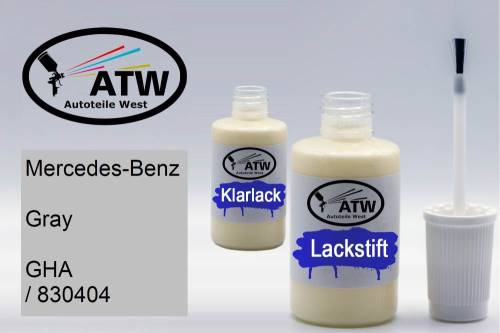 Mercedes-Benz, Gray, GHA / 830404: 20ml Lackstift + 20ml Klarlack - Set, von ATW Autoteile West.